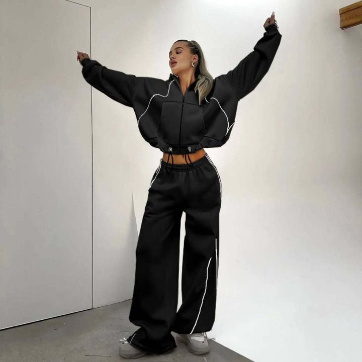 Ladies nan wide oversized tracksuit with zip hooded jacket and extra wide lounge pants Mune Fashion