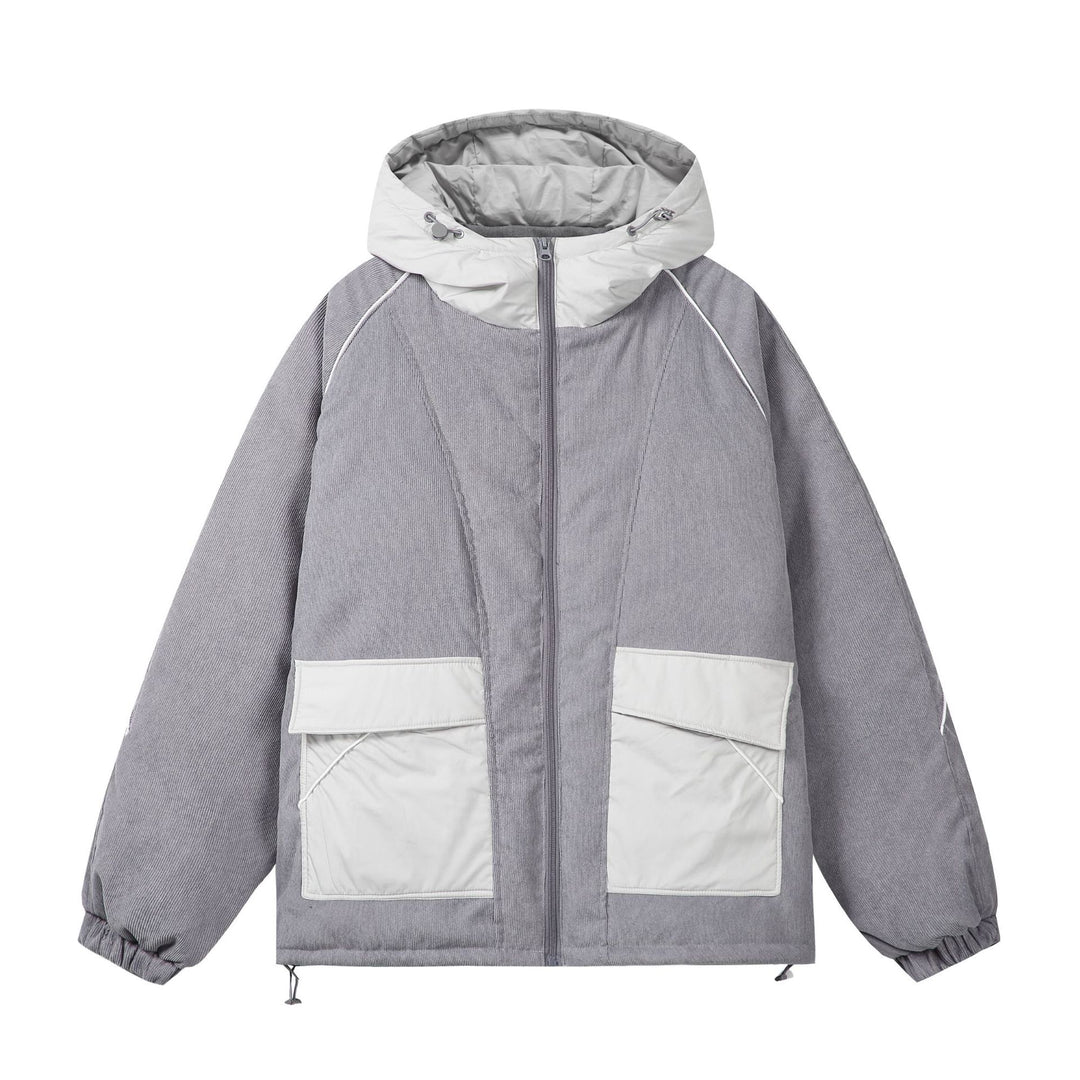 Unisex Quilted Cord Field Jacket with Hood and Large Utility Pockets Mune Fashion