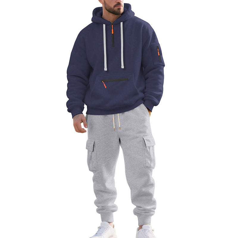 Men's Two-Piece Performance Tracksuit with Hooded Hoodie, Water-Repellent Zippers and Cargo Jogger Mune Fashion