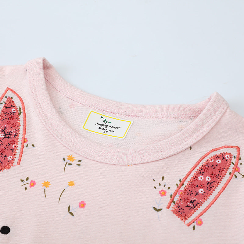 Girls tulle dress with rabbit motif and floral appliqués Mune Fashion