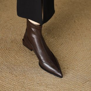 Women Elegant Lace Ankle Boots with Low Block Heel Mune Fashion