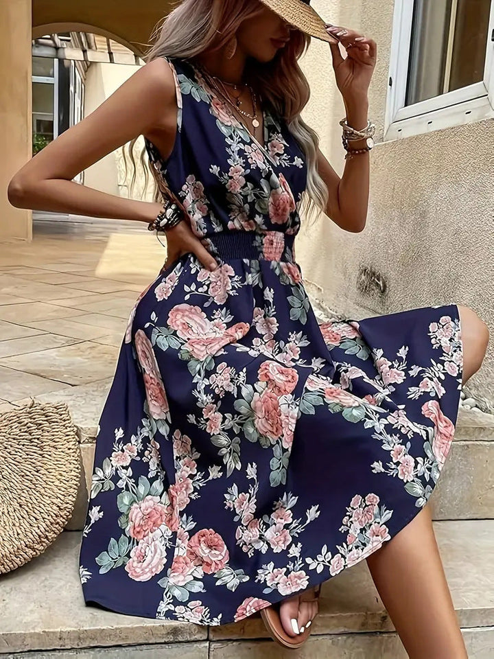 Ladies Playful A-Line Dress with Floral Details Mune Fashion