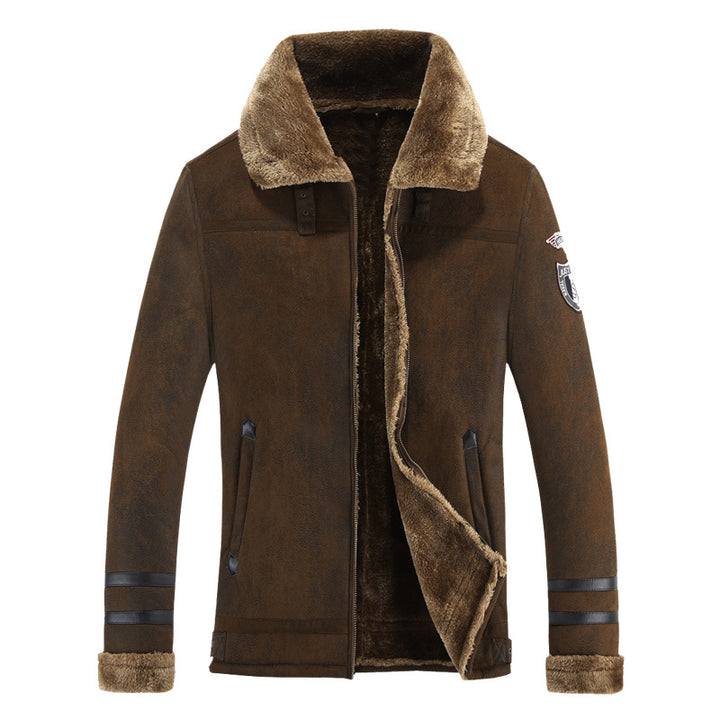 Men's aviator jacket with teddy fleece lining and lambskin look Mune Fashion