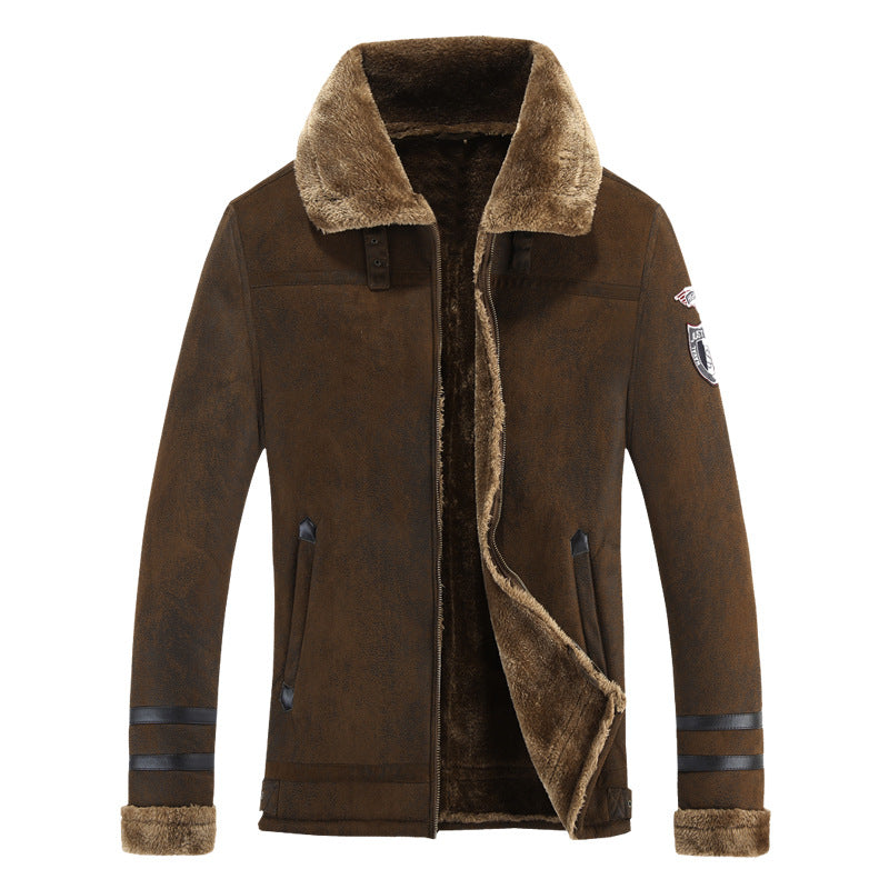 Men's padded pilot jacket with faux fur lining and stand-up collar Mune Fashion