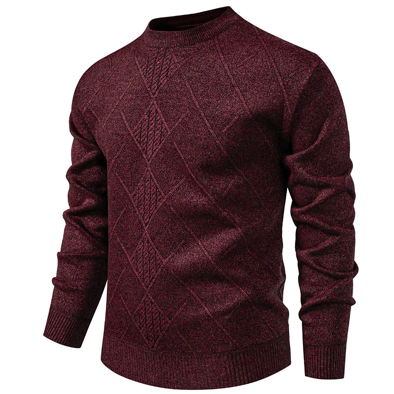 Men's fine knit pullover with diamond cable pattern, round neckline and ribbed cuffs Mune Fashion
