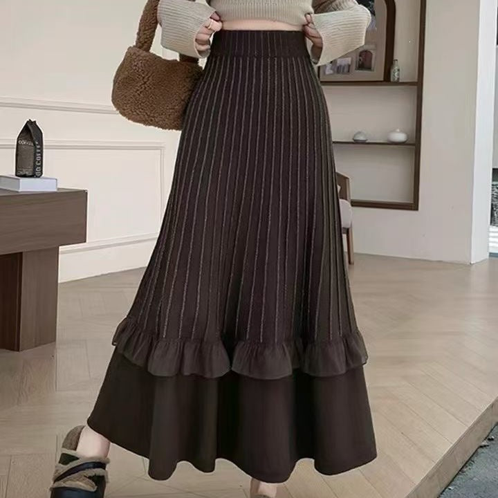 Women's Elegant Maxi Skirt with Ruffle and Textured Design Mune Fashion