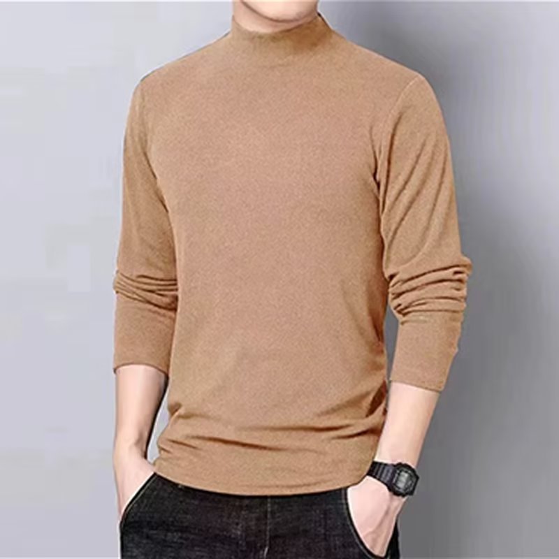 Men's High-Quality Long Sleeve Shirt with Turtle Neck Mune Fashion
