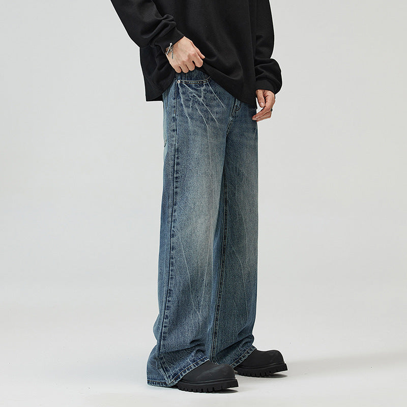 Men's wide jeans in relaxed cut with low rise and used look Mune Fashion