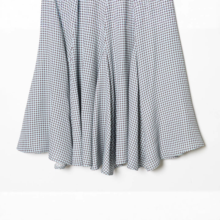 Women’s flared midi skirt with Vichy check and elastic waistband Mune Fashion