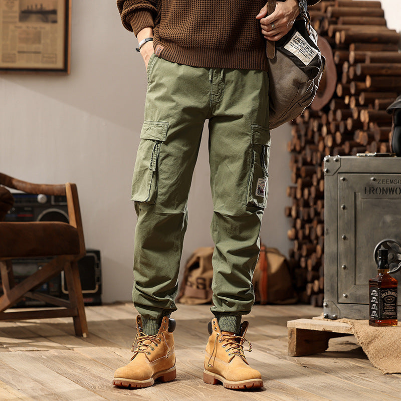 Herren Cargo-Jogger mit Zip-Knöchel, elastischem Bund, Multifach-Utility-Taschen und Vintage-Patch Mune Fashion