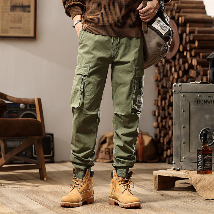 Herren Cargo-Jogger mit Zip-Knöchel, elastischem Bund, Multifach-Utility-Taschen und Vintage-Patch Mune Fashion