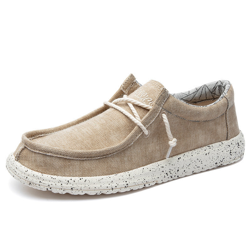 Men's Casual Canvas Moccasin Slipper with Braided Lacing and Spotted EVA Sole Mune Fashion