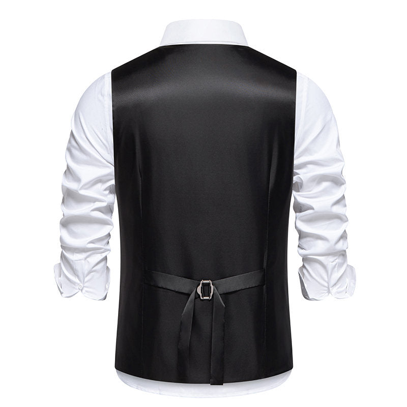 Men's elegant double-breasted suit vest with contrasting Vichy inner part Mune Fashion