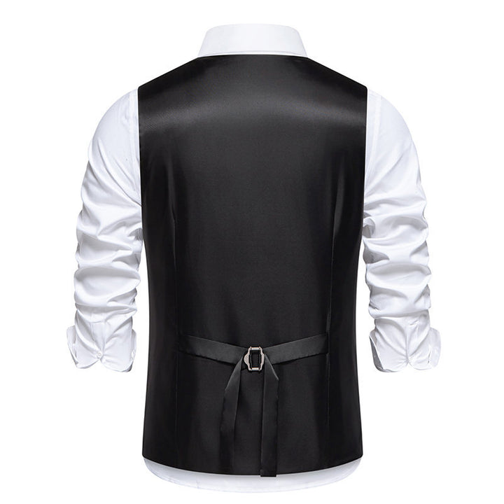 Men's elegant double-breasted suit vest with contrasting Vichy inner part Mune Fashion