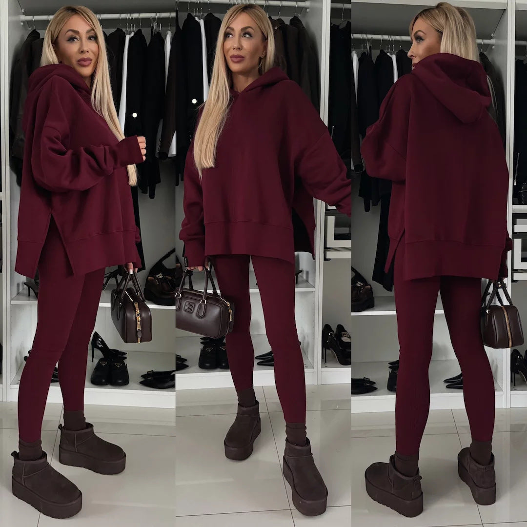 Ladies oversized hoodie with leopard print, contrast cuffs and extended back hem Mune Fashion