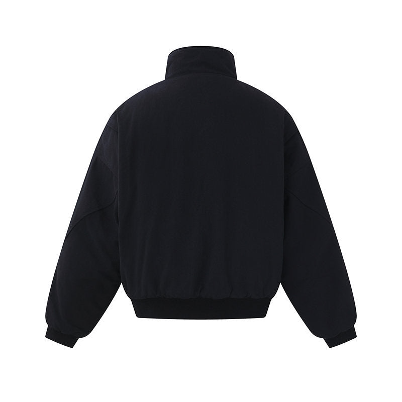 Unisex Boxy-padded Short Jacket with High Collar and Minimalist Seam Design Mune Fashion