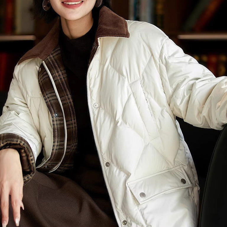 Women's quilted jacket with checkered accents Mune Fashion