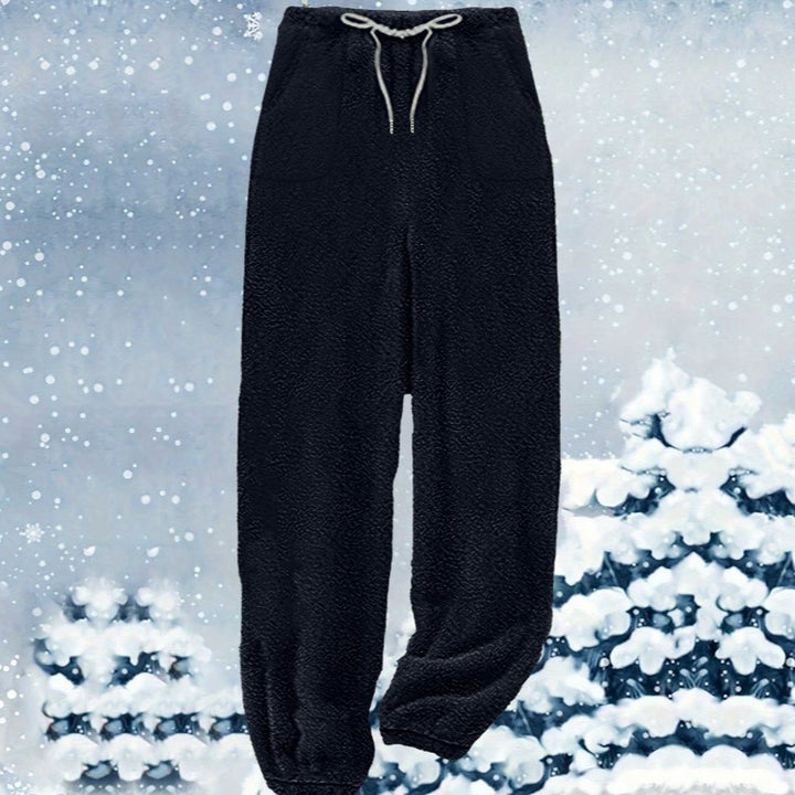 Women's cozy Sherpa fleece lounge pants with drawstring, high waist and elastic cuffs Mune Fashion