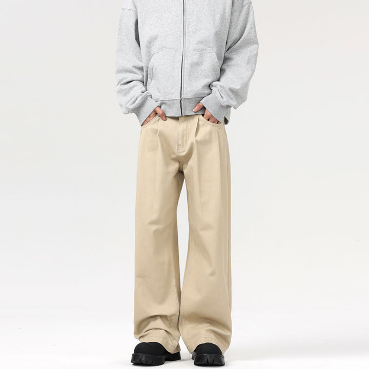 Men's Baggy Twill Pants with Low Crotch and Flowing Oversized Silhouette Mune Fashion