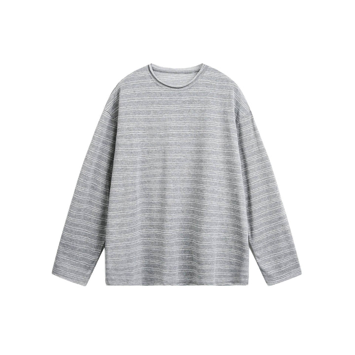 Unisex Oversized Long Sleeve Shirt made of fine cotton blend with subtle striped texture Mune Fashion