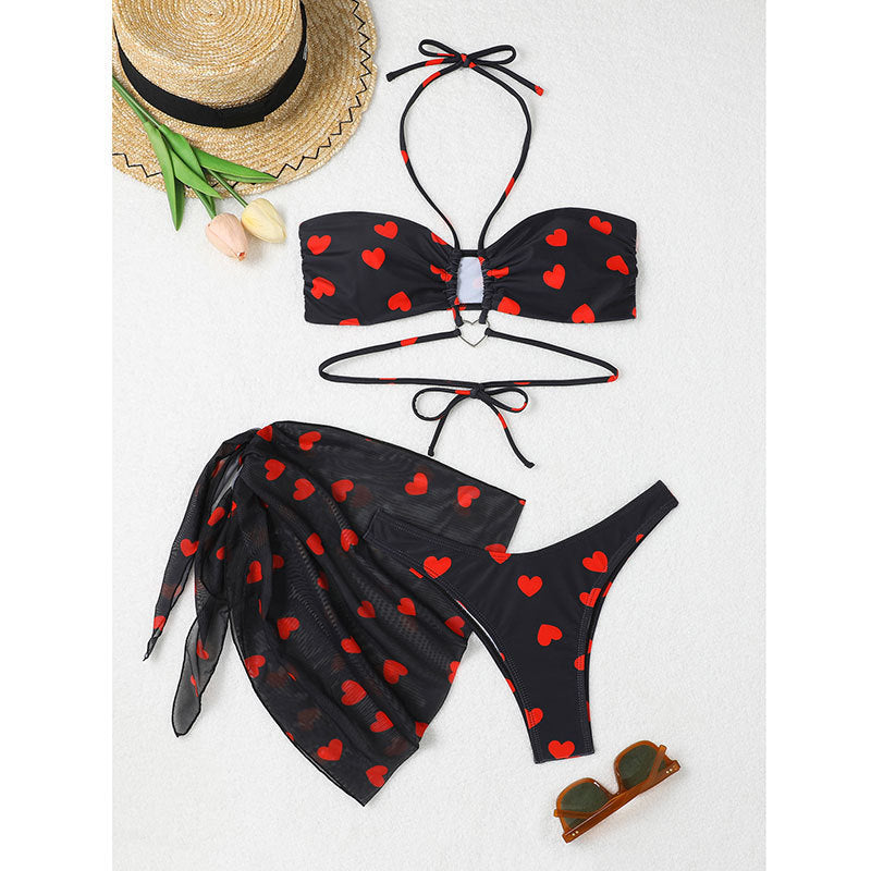 Women's bandeau bikini set with attractive heart motif decoration Mune Fashion