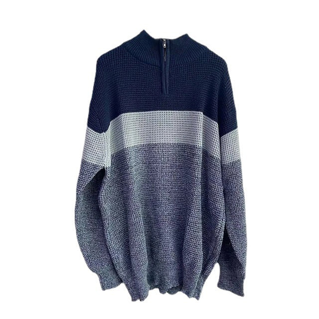 Men's chunky textured knit pullover with half zipper and raglan sleeves Mune Fashion