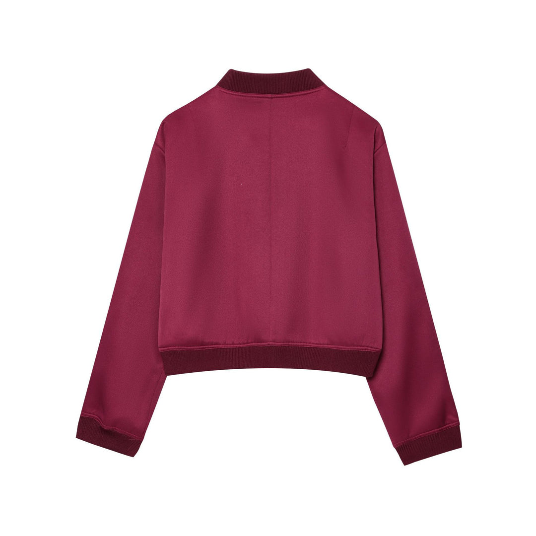 Women's cropped bomber jacket with snap button placket, dropped shoulders and large flap pockets Mune Fashion