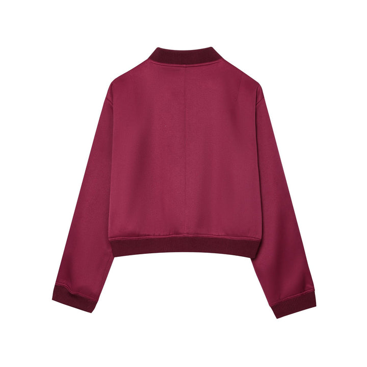 Women's cropped bomber jacket with snap button placket, dropped shoulders and large flap pockets Mune Fashion