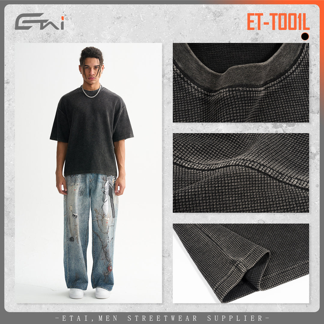 Men's Oversized Structure T-Shirt with Crew Neck Mune Fashion