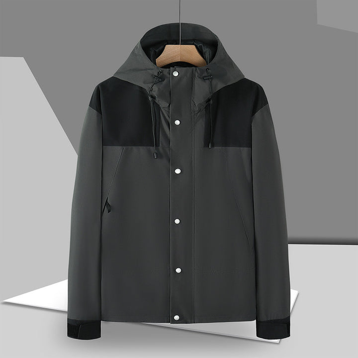 Men's Water-Repellent Hooded Field Jacket with Snap Button Front and Adjustable Velcro Cuffs Mune Fashion