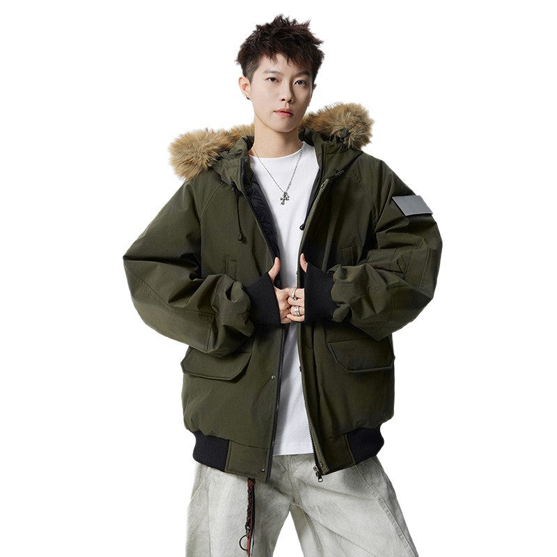 Men's Padded Oversized Parka with Faux Fur Hood and Utility Pockets Mune Fashion