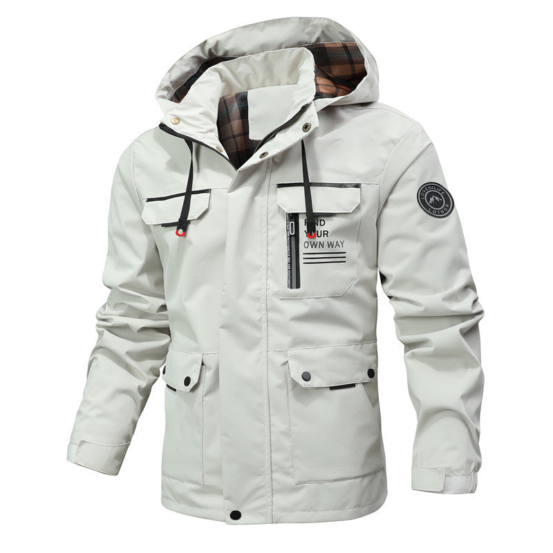 Men Water-repellent Softshell Parka with Hood, Reflective Inserts and Multifunction Pockets Mune Fashion