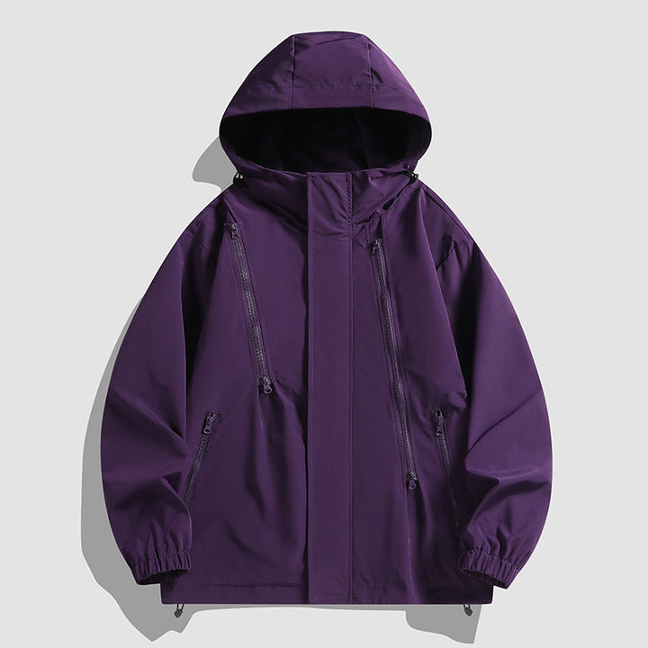 Men's water-repellent hooded jacket with diagonal zippers and adjustable hem Mune Fashion