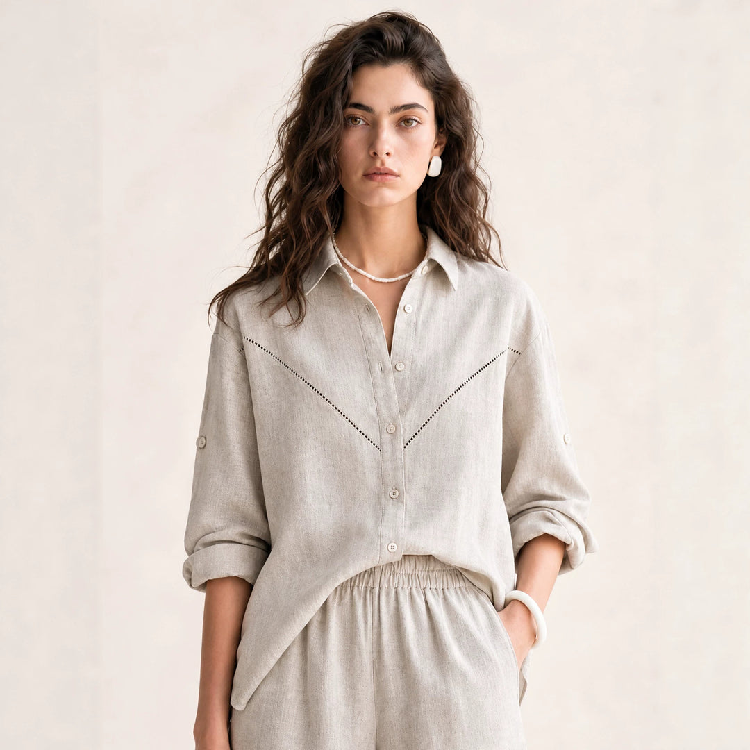 Damen Modische Langarmbluse mit Dekoration Mune Fashion