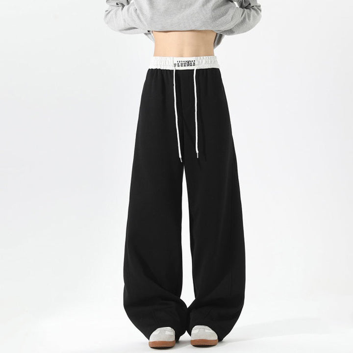 Women's Wide Lounge Pants with Elastic Waistband, Drawstring and Flowing Oversized Silhouette Mune Fashion