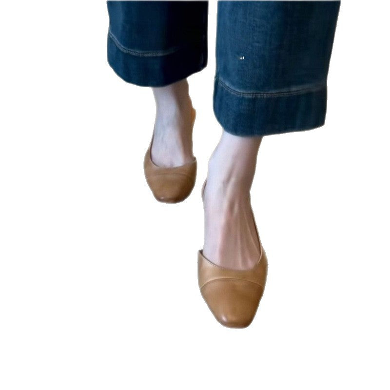 Women's slingback ballet flats with square toe box and elastic heel strap Mune Fashion