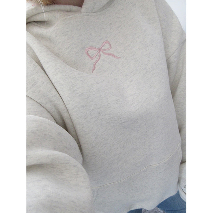 Women's hoodie with floral embroidery design and printed hood lining Mune Fashion