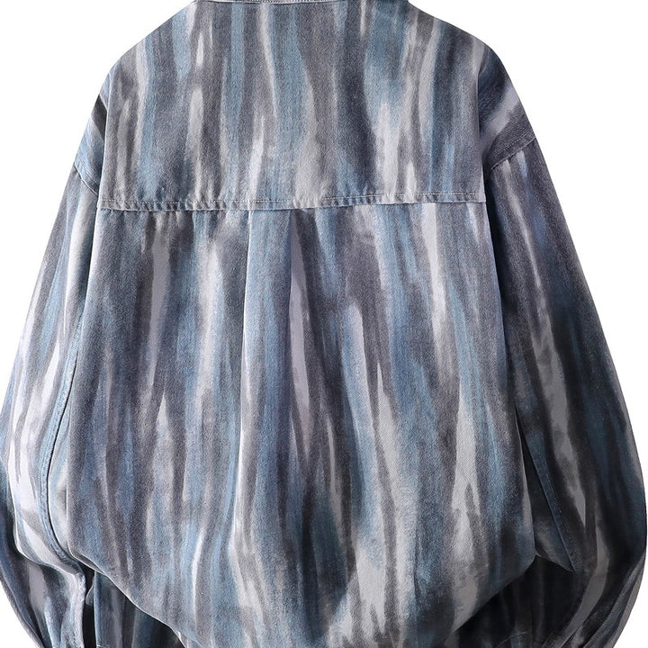 Men's oversized shirt jacket in watercolor stripe look with breast pocket & soft cotton blend Mune Fashion