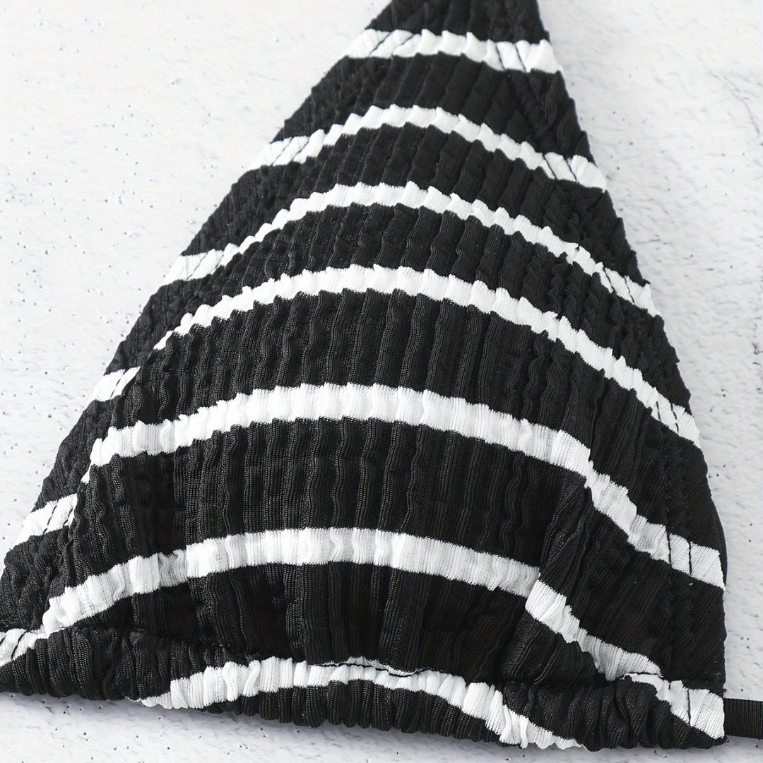 Women's Triangle Bikini with sophisticated stripes Mune Fashion