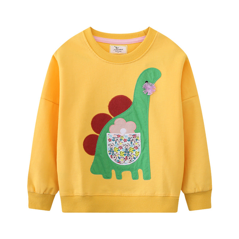 Girls Sweatshirt with Creative Dinosaur Design Mune Fashion