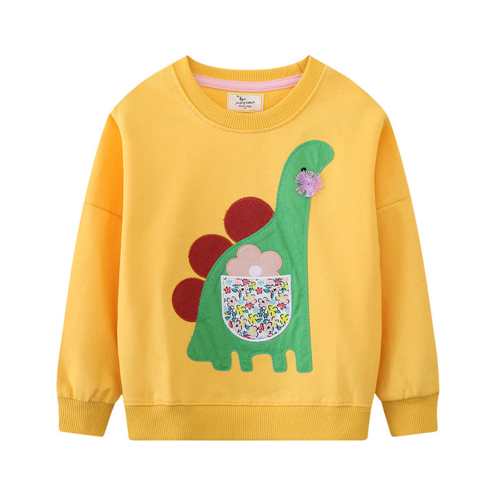 Girls Sweatshirt with Creative Dinosaur Design Mune Fashion