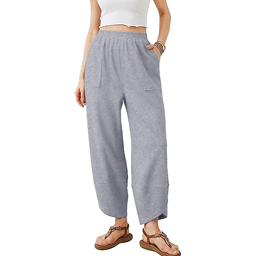 Women's culotte pants with elastic waistband and patch pockets Mune Fashion