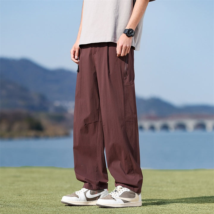 Men's Lightweight Tech Cargo Pants with Elastic Waistband, Side Zippers & Quick Release Belt Mune Fashion