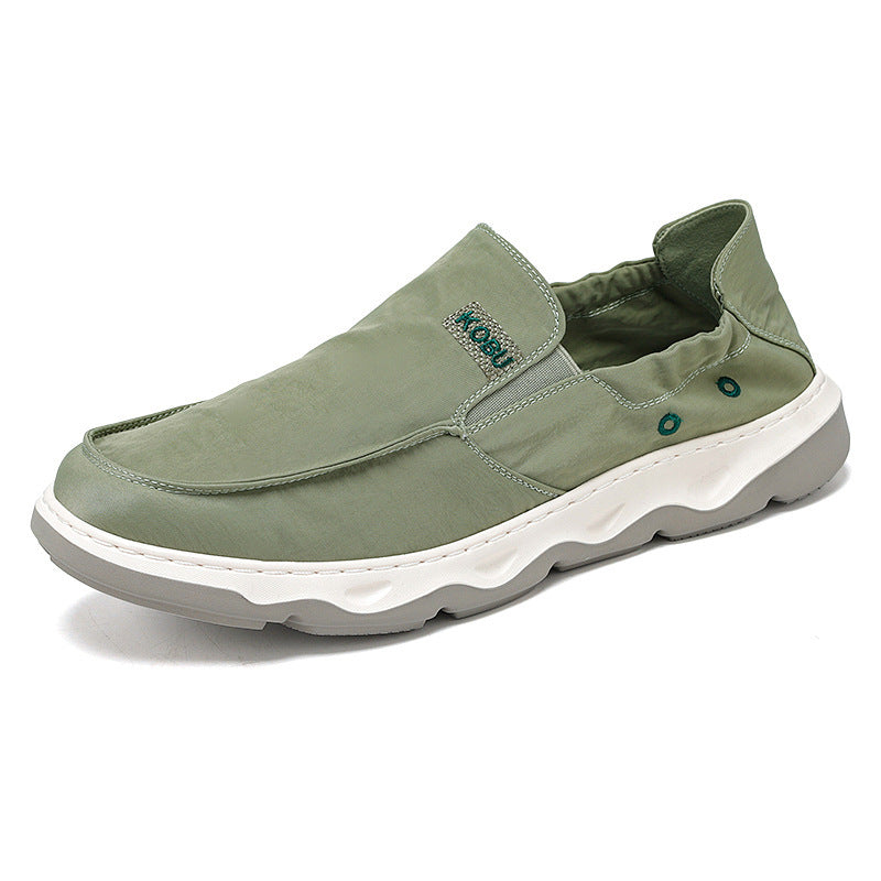 Men's elastic nubuck-look slipper with padded heel trim and shock-absorbing wave outsole Mune Fashion
