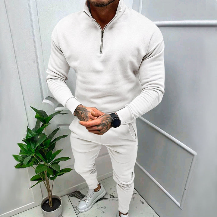 Men's nan athletic lounge set made of French Terry with half-zip stand-up collar and tapered jogging pants Mune Fashion