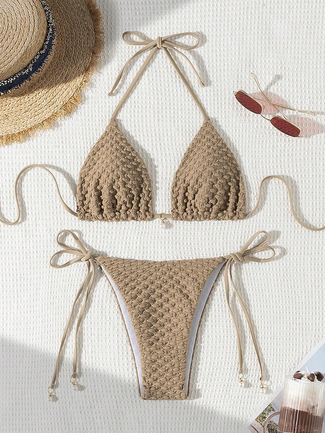Women's Triangle Bikini with textured design and adjustable straps Mune Fashion