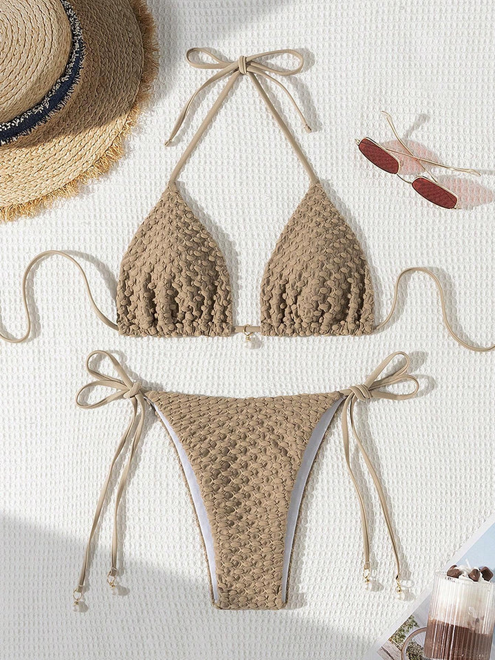 Women's Triangle Bikini with textured design and adjustable straps Mune Fashion