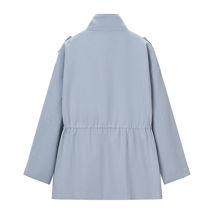 Women's short parka with high stand-up collar, drawstring, and multiple pockets Mune Fashion