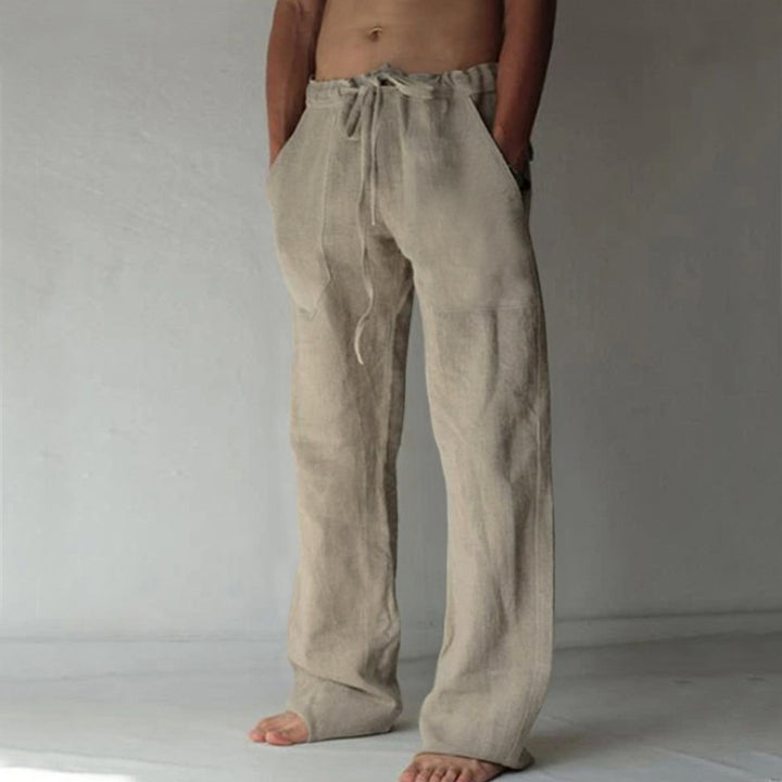 Men's relaxed linen pants with wide leg and drawstring waist Mune Fashion