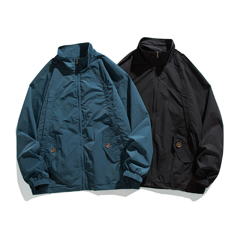 Men's Lightweight Oversized Field Jacket made of technical nylon with stand-up collar, concealed zipper, and flap pockets Mune Fashion